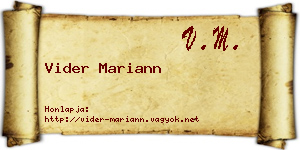 Vider Mariann névjegykártya